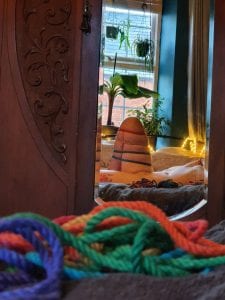 the barefoot sub relaxing in her rope, another reflected in the mirror shot for bound to come last