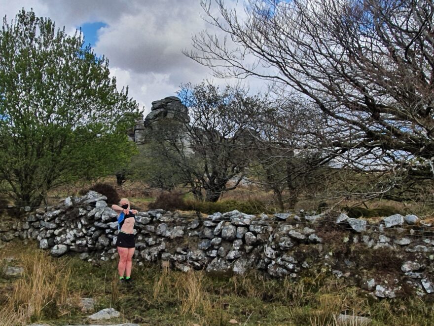 The barefoot sub, topless at a boundary wall and vixen tor.