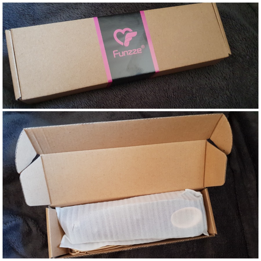 packagine closed and open, with vibe inside sealed foam bag.
