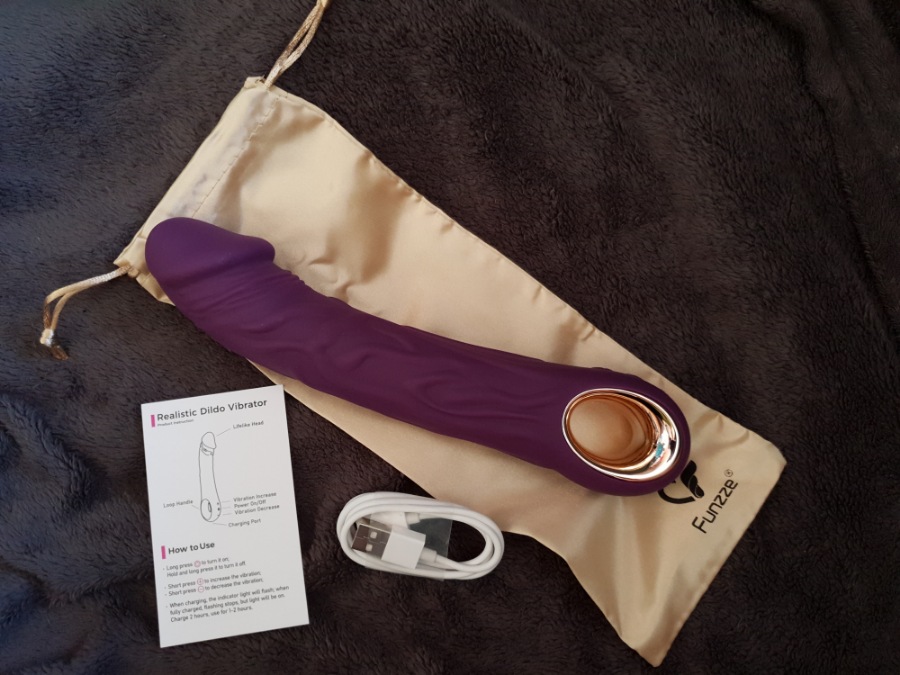 Flat lay of the Funzze purple vibrator